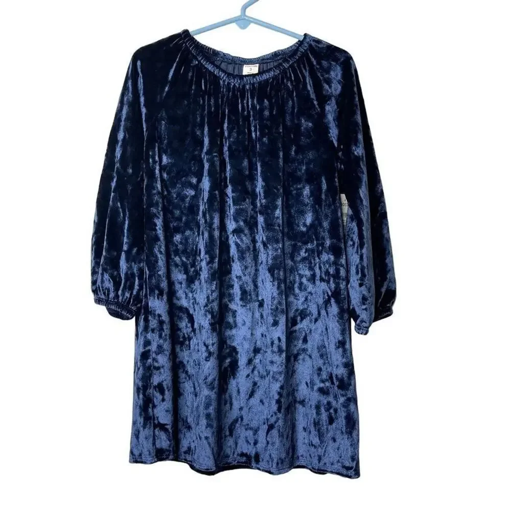 Harper Canyon Girls Navy Peacoat Velvet Dress Size 3 New‎